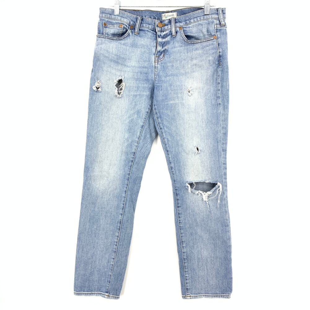 Madewell Slim Boyjean Womens Size 30 Distressed Light Wash Denim